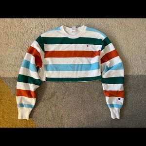 Striped Champion cropped Crewneck sweatshirt
